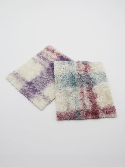 【25SS-156】くるくる起毛チェックニットメルトン　/0.5ｙあたり = ～1050円