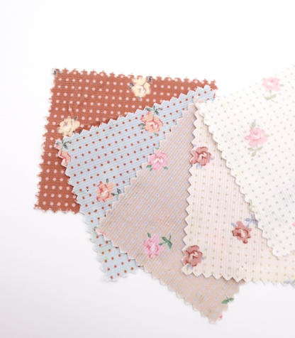 ドット×ローズプリントコーデュロイ　韓国生地　東大門市場生地　秋冬素材