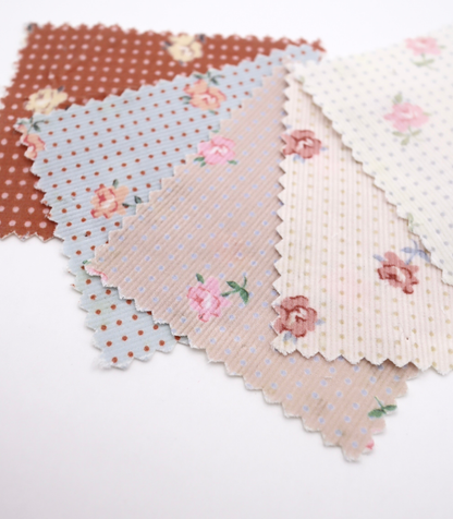 ドット×ローズプリントコーデュロイ　韓国生地　東大門市場生地　秋冬素材