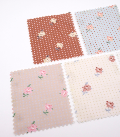 【25SS-114】ドット×ローズプリントコーデュロイ　/0.5ｙあたり=～835円