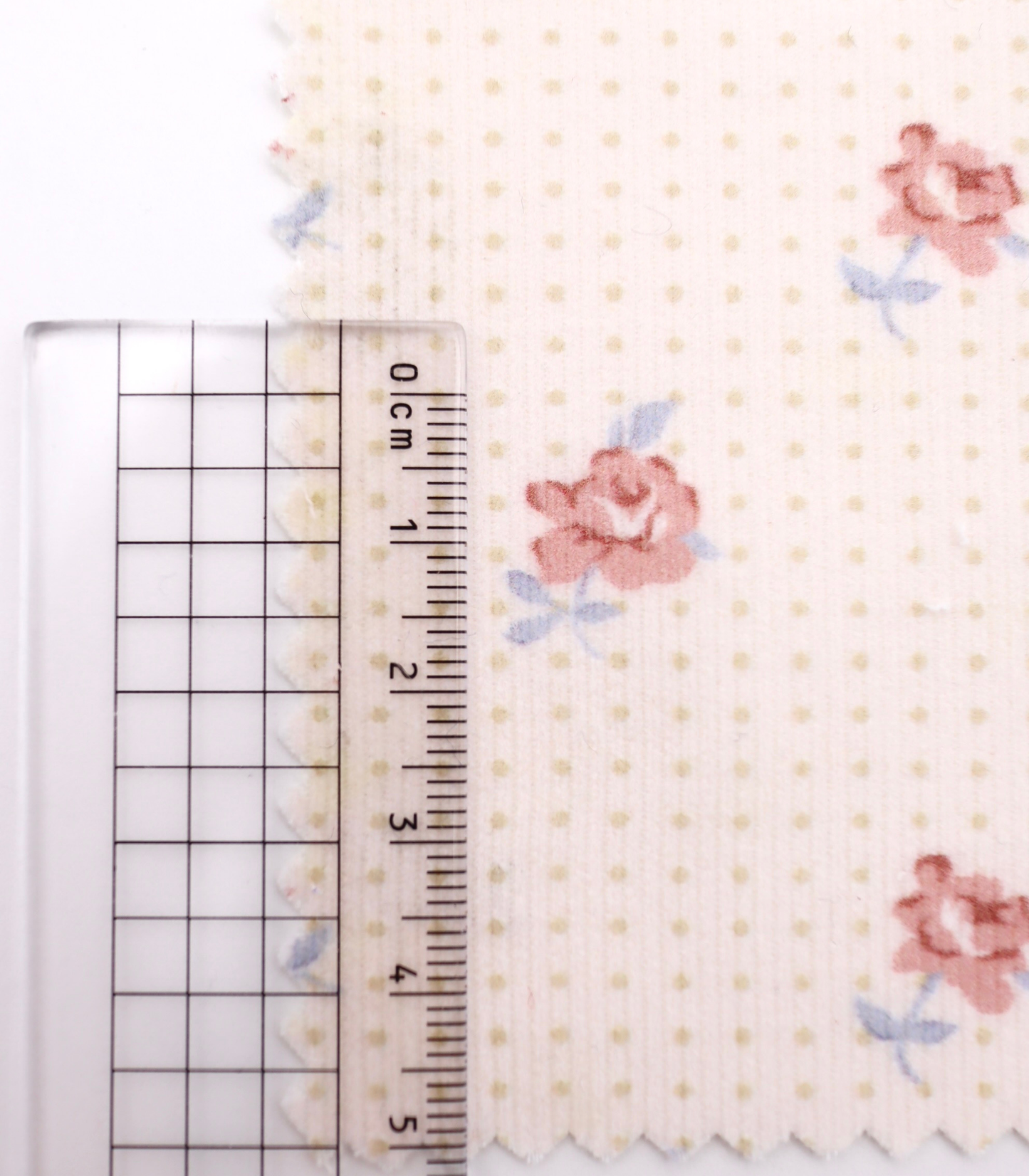 【25SS-114】ドット×ローズプリントコーデュロイ　/0.5ｙあたり=～835円