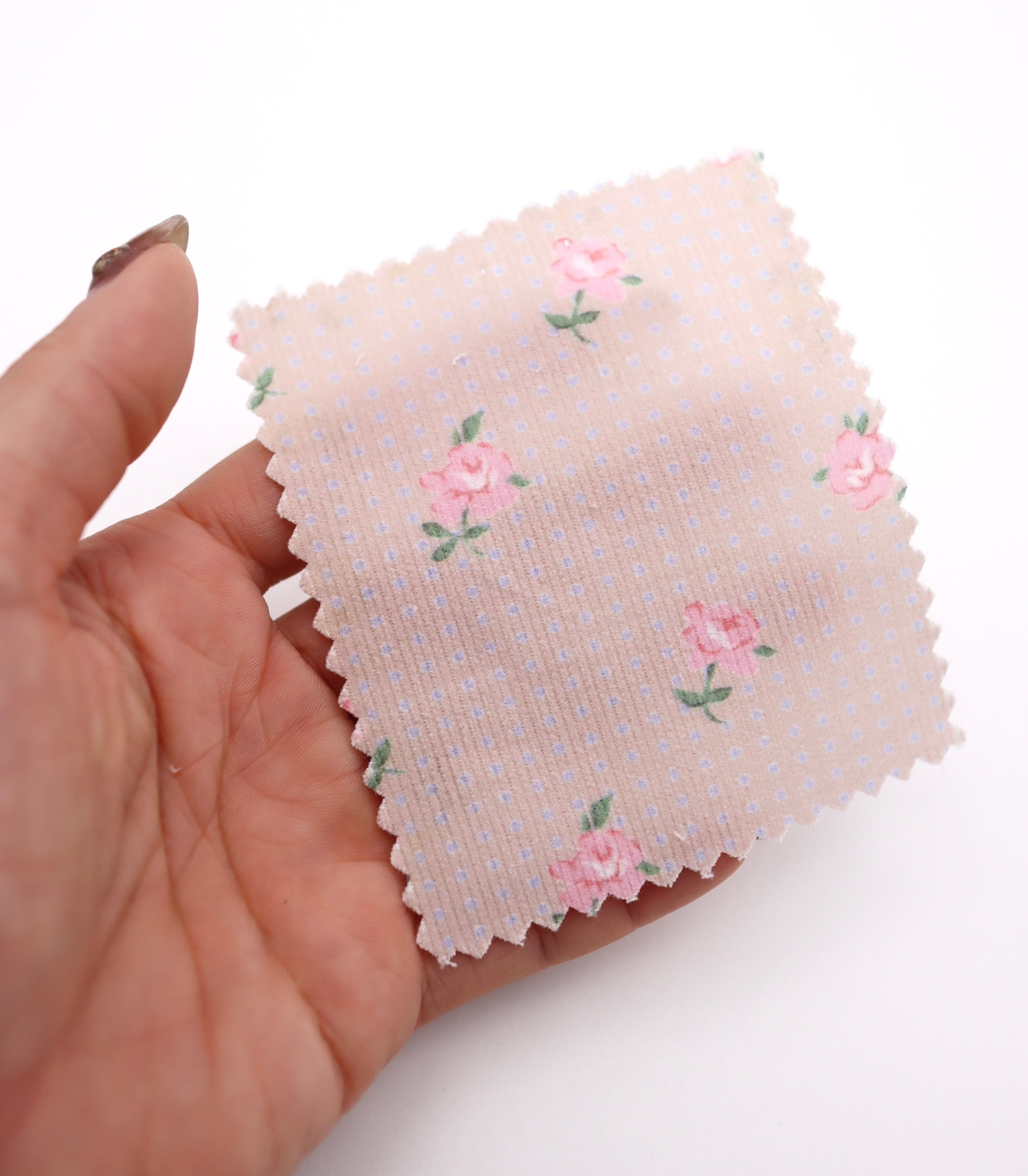 【25SS-114】ドット×ローズプリントコーデュロイ　/0.5ｙあたり=～835円