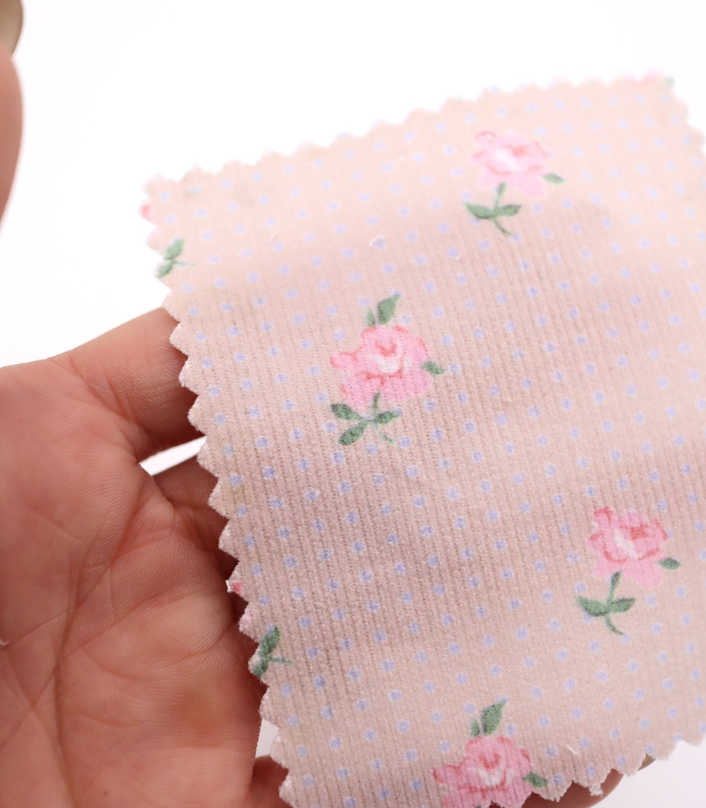 【25SS-114】ドット×ローズプリントコーデュロイ　/0.5ｙあたり=～835円