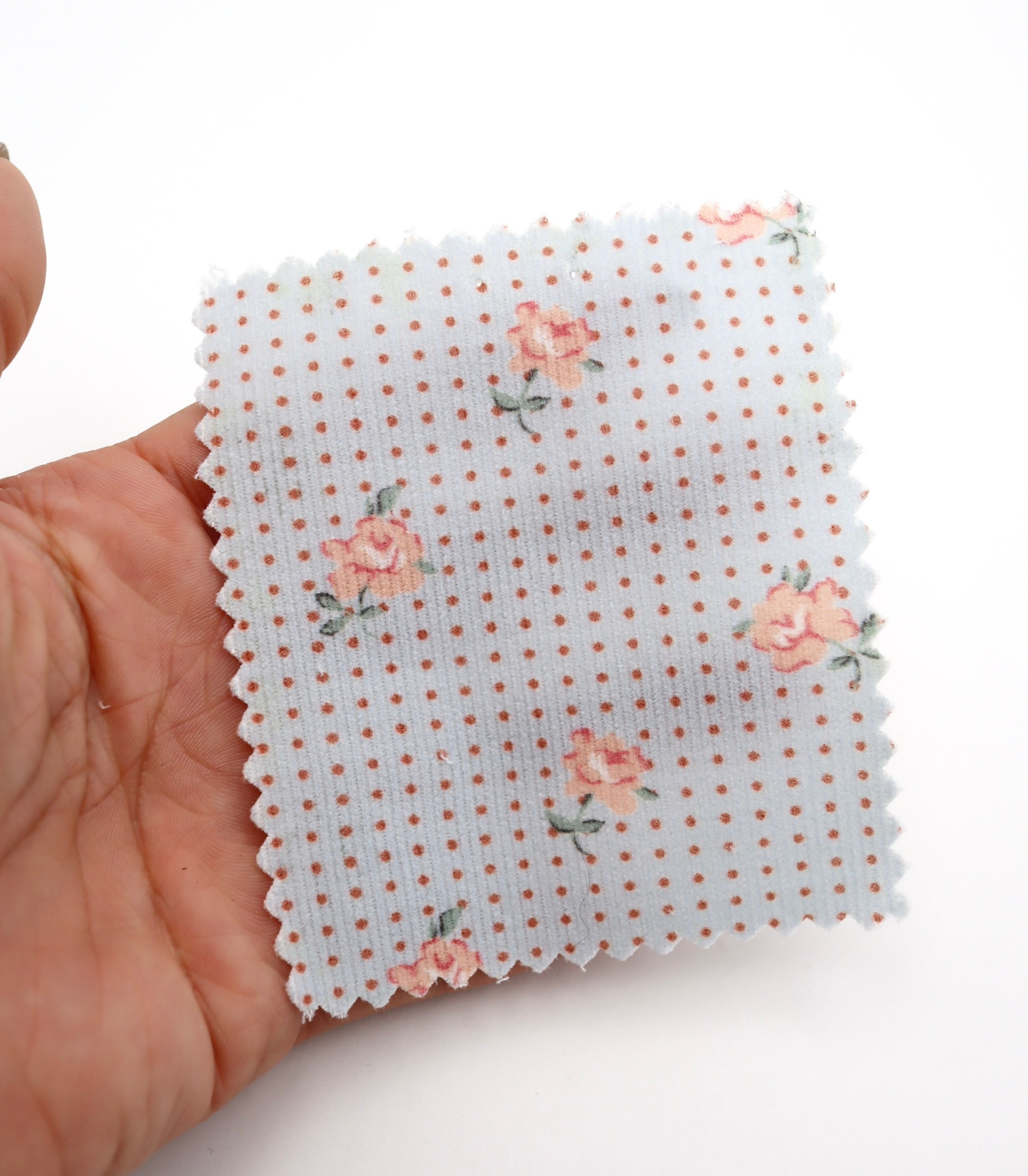 【25SS-114】ドット×ローズプリントコーデュロイ　/0.5ｙあたり=～835円