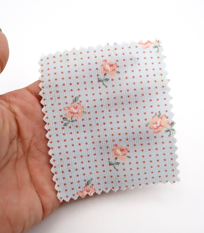 【25SS-114】ドット×ローズプリントコーデュロイ　/0.5ｙあたり=～835円