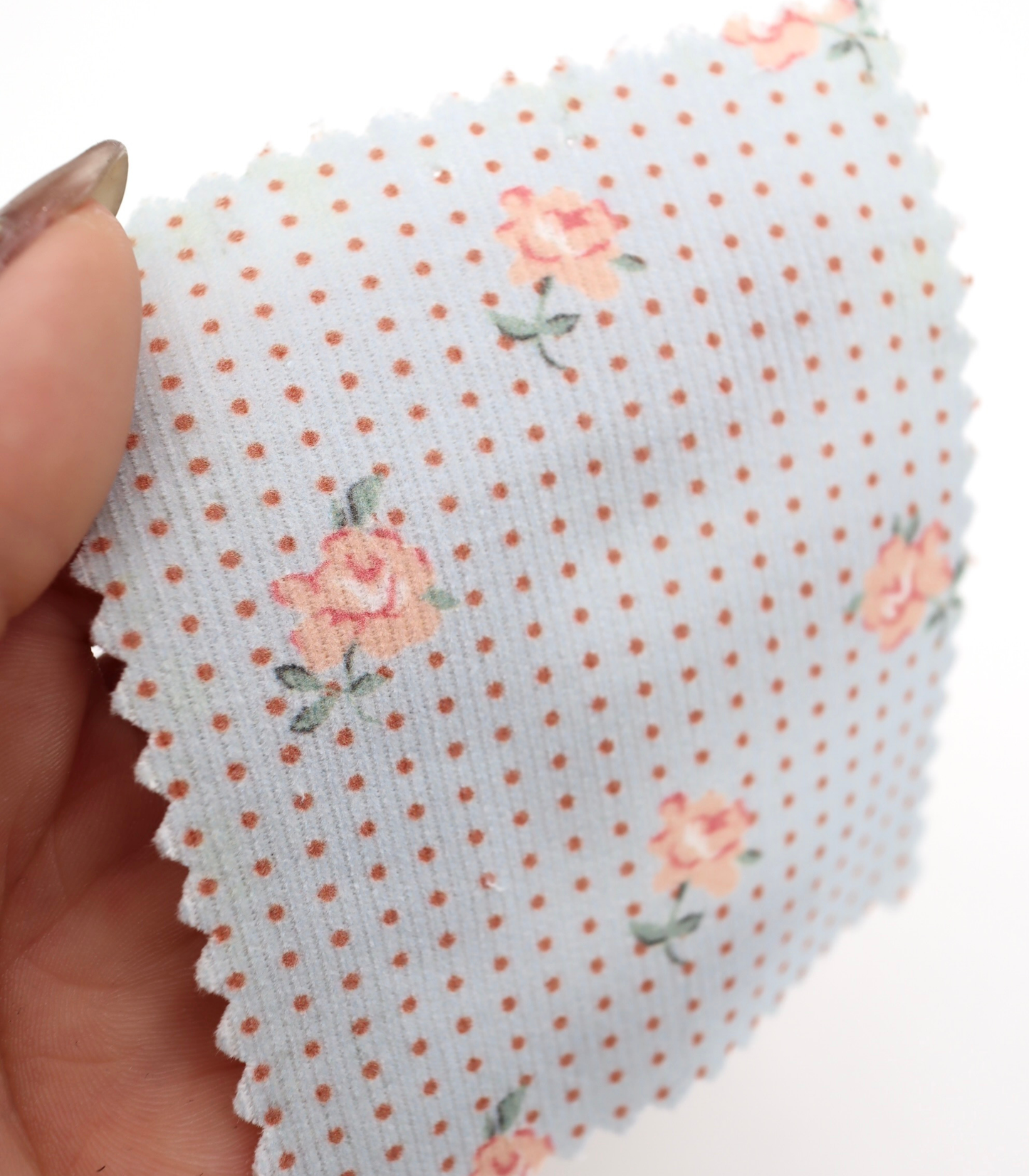 【25SS-114】ドット×ローズプリントコーデュロイ　/0.5ｙあたり=～835円