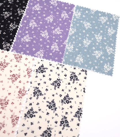 【25SS-125】小花柄シルエットプリントコーデュロイ　/0.5ｙあたり=～ 980円