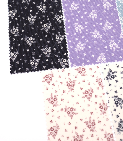 【25SS-125】小花柄シルエットプリントコーデュロイ　/0.5ｙあたり=～ 980円