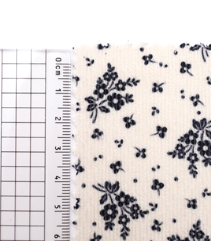 【25SS-125】小花柄シルエットプリントコーデュロイ　/0.5ｙあたり=～ 980円