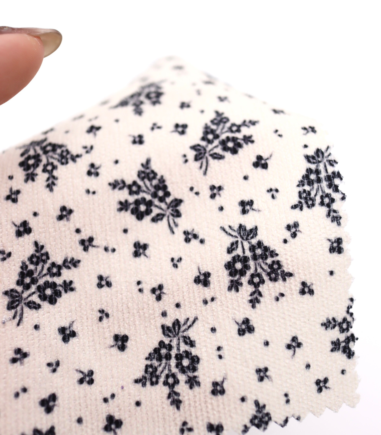 【25SS-125】小花柄シルエットプリントコーデュロイ　/0.5ｙあたり=～ 980円