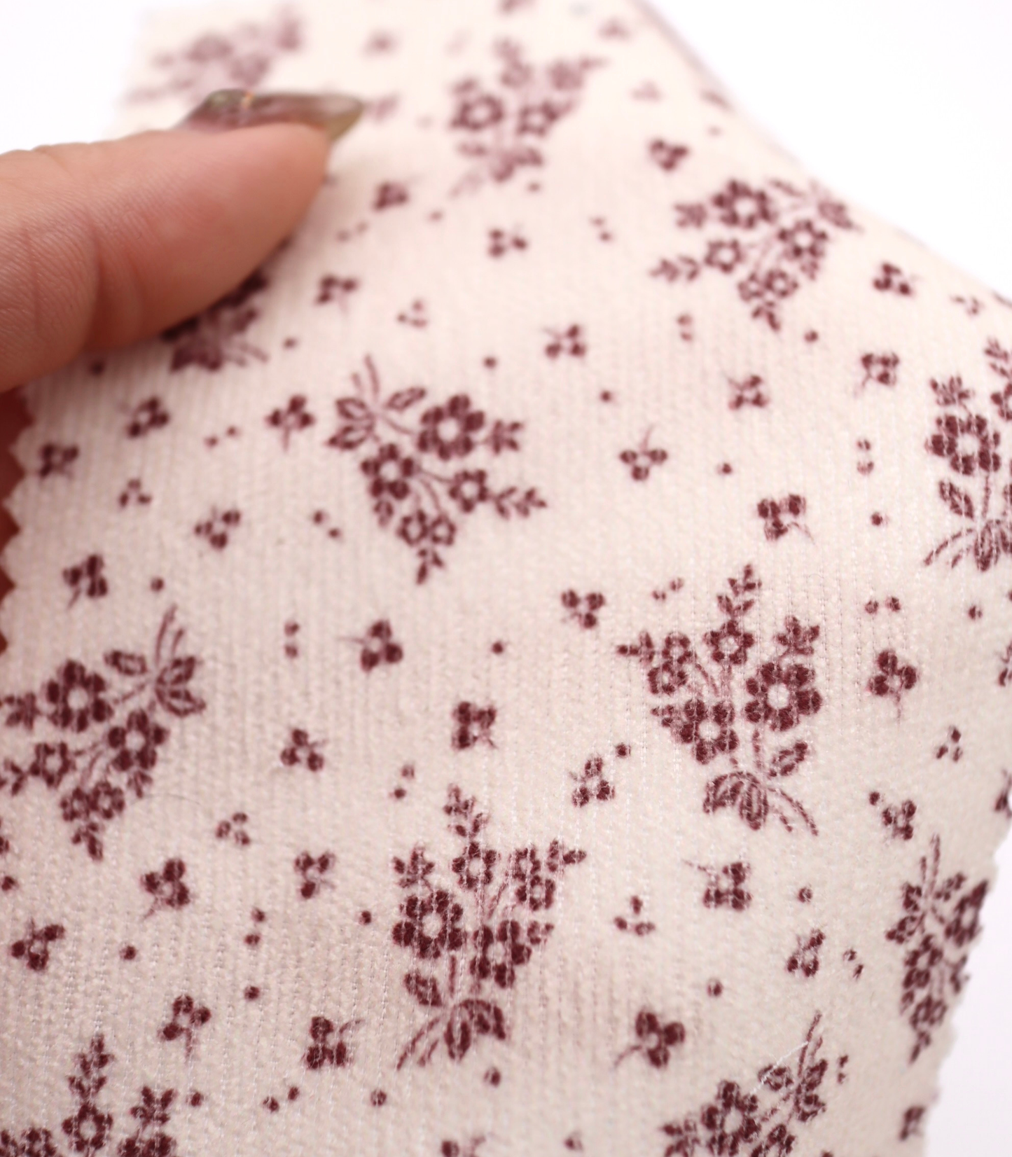 【25SS-125】小花柄シルエットプリントコーデュロイ　/0.5ｙあたり=～ 980円