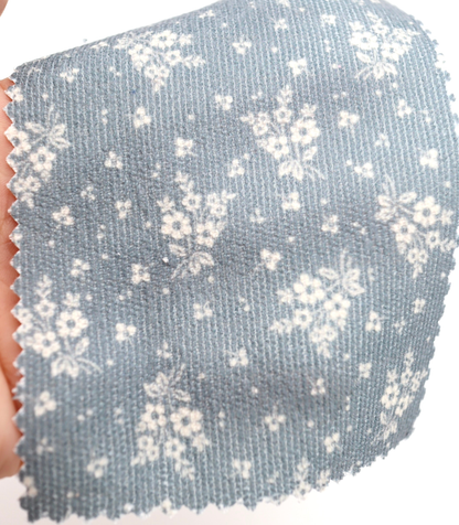 【25SS-125】小花柄シルエットプリントコーデュロイ　/0.5ｙあたり=～ 980円