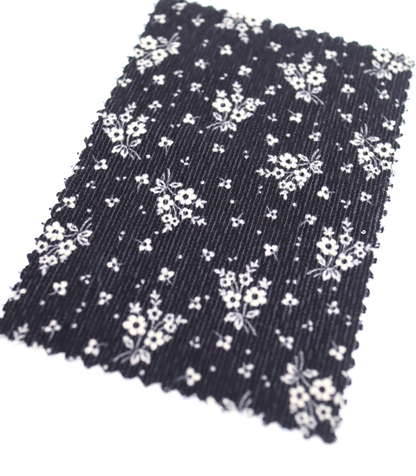 【25SS-125】小花柄シルエットプリントコーデュロイ　/0.5ｙあたり=～ 980円