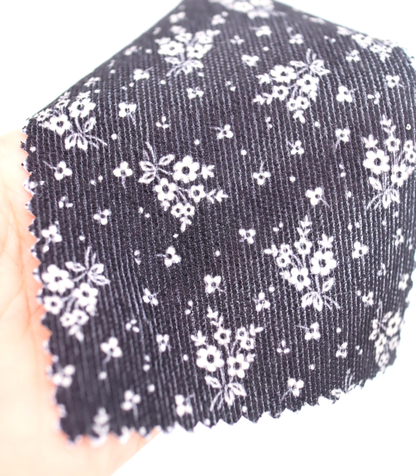 【25SS-125】小花柄シルエットプリントコーデュロイ　/0.5ｙあたり=～ 980円