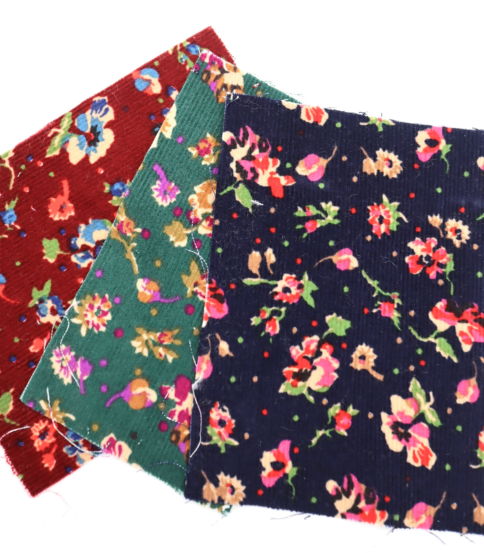 韓国生地　東大門市場生地　小花柄プリントコーデュロイ　秋冬素材