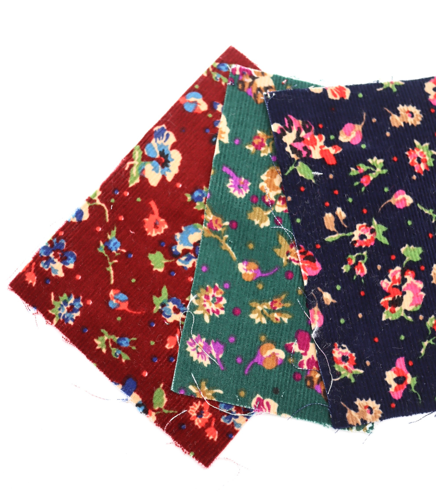 韓国生地　東大門市場生地　小花柄プリントコーデュロイ　秋冬素材