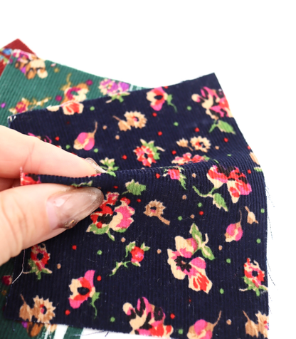 韓国生地　東大門市場生地　小花柄プリントコーデュロイ　秋冬素材