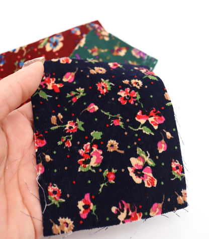 韓国生地　東大門市場生地　小花柄プリントコーデュロイ　秋冬素材