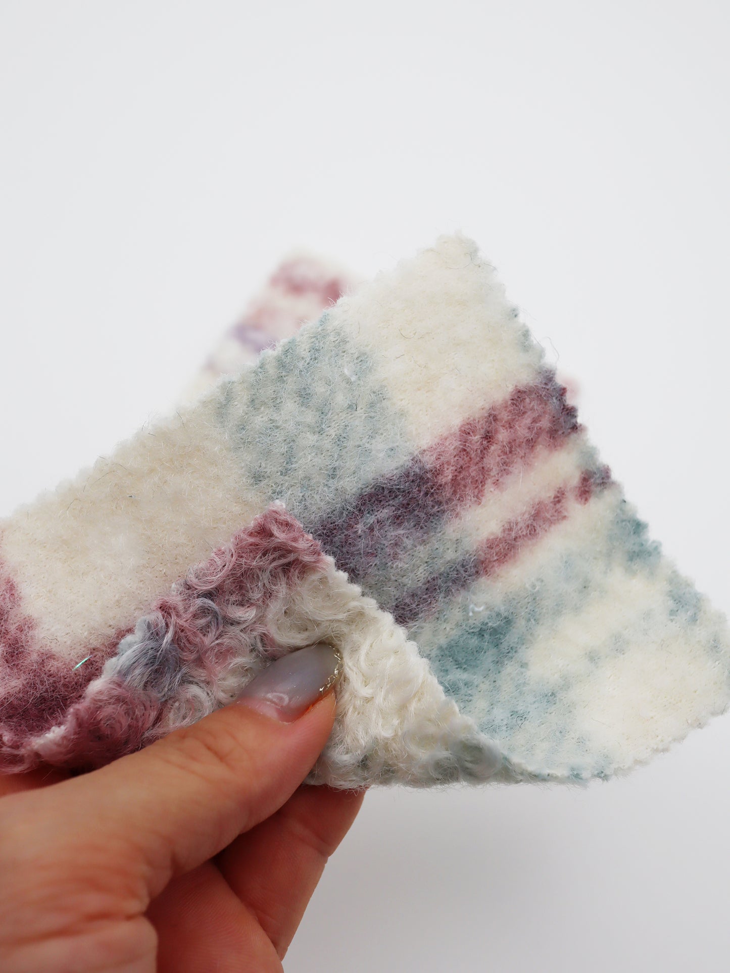 【25SS-156】くるくる起毛チェックニットメルトン　/0.5ｙあたり = ～1050円