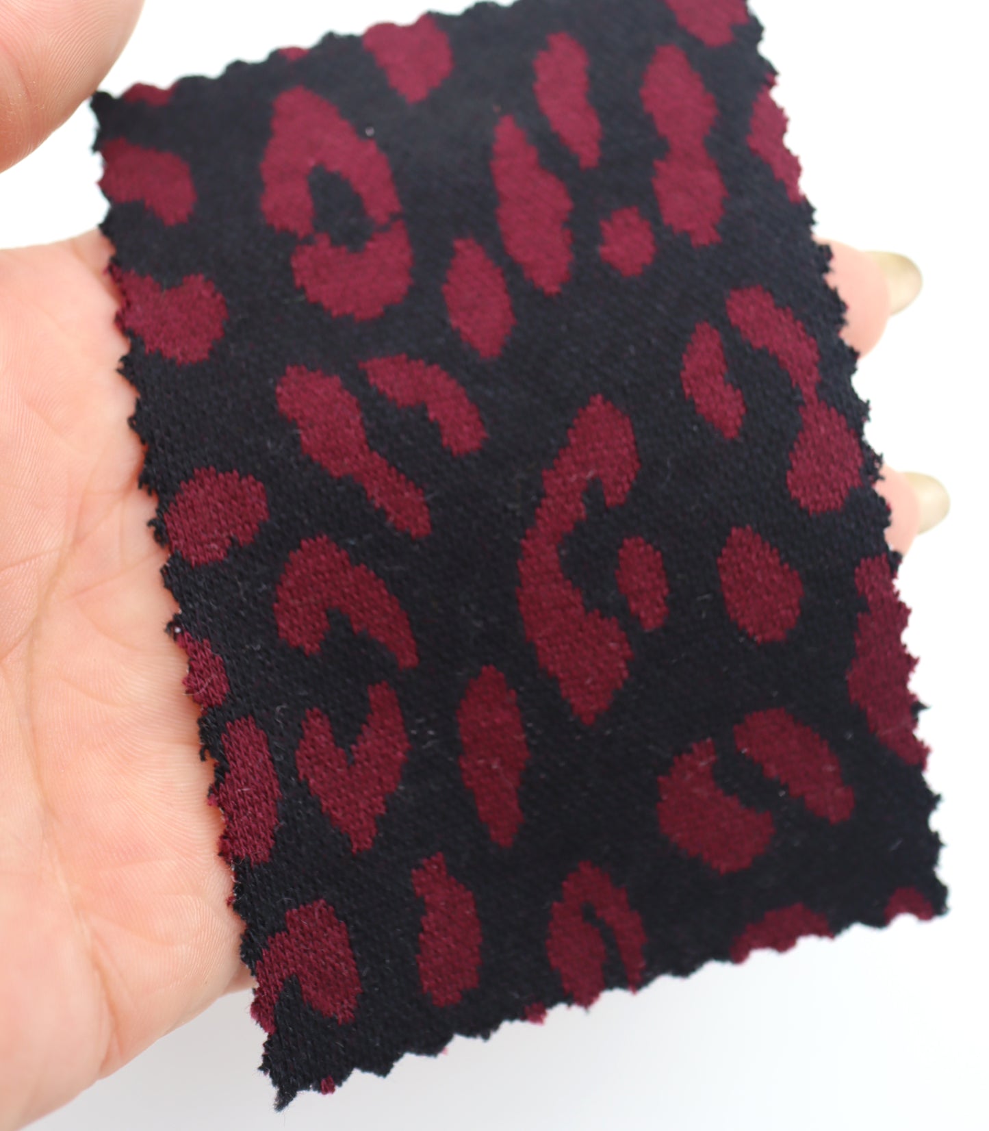 【25SS-359】ヒョウ柄ジャガード二重織りニット　/0.5ｙあたり = ～ 880円