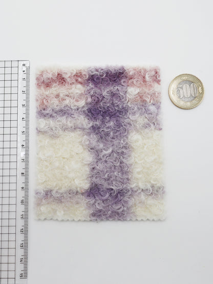 【25SS-156】くるくる起毛チェックニットメルトン　/0.5ｙあたり = ～1050円