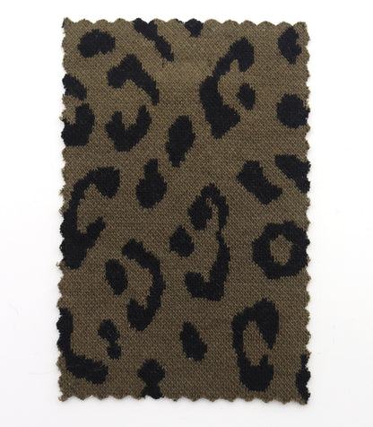 【25SS-359】ヒョウ柄ジャガード二重織りニット　/0.5ｙあたり = ～ 880円