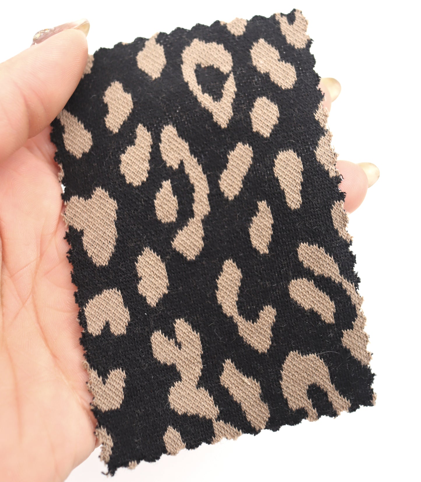 【25SS-359】ヒョウ柄ジャガード二重織りニット　/0.5ｙあたり = ～ 880円