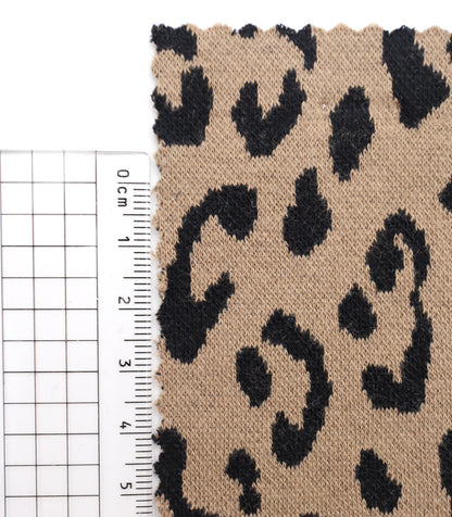 【25SS-359】ヒョウ柄ジャガード二重織りニット　/0.5ｙあたり = ～ 880円
