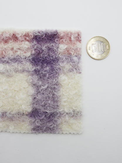 【25SS-156】くるくる起毛チェックニットメルトン　/0.5ｙあたり = ～1050円