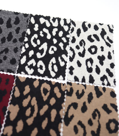 【25SS-359】ヒョウ柄ジャガード二重織りニット　/0.5ｙあたり = ～ 880円