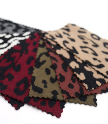 【25SS-359】ヒョウ柄ジャガード二重織りニット　/0.5ｙあたり = ～ 880円