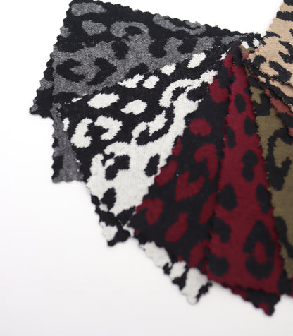 【25SS-359】ヒョウ柄ジャガード二重織りニット　/0.5ｙあたり = ～ 880円