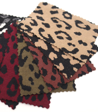 【25SS-359】ヒョウ柄ジャガード二重織りニット　/0.5ｙあたり = ～ 880円