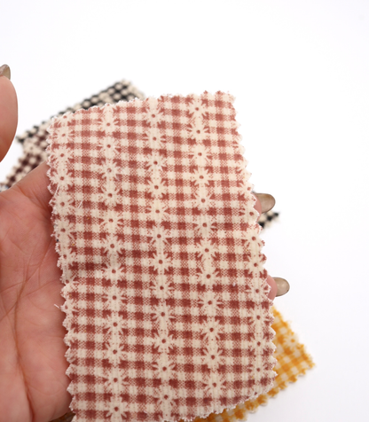 【25SS-129】小花ストライプ×ギンガムチェックプリントコーデュロイ　/0.5ｙあたり=～860円