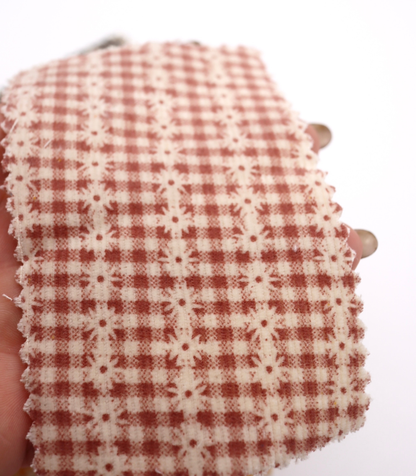 【25SS-129】小花ストライプ×ギンガムチェックプリントコーデュロイ　/0.5ｙあたり=～860円