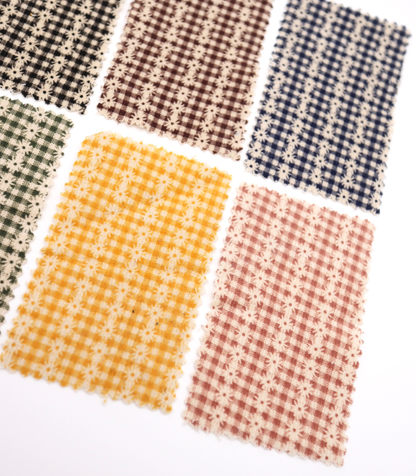 【25SS-129】小花ストライプ×ギンガムチェックプリントコーデュロイ　/0.5ｙあたり=～860円