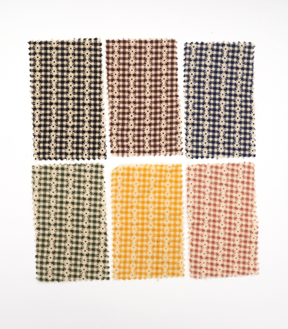 【25SS-129】小花ストライプ×ギンガムチェックプリントコーデュロイ　/0.5ｙあたり=～860円