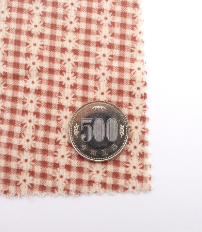 【25SS-129】小花ストライプ×ギンガムチェックプリントコーデュロイ　/0.5ｙあたり=～860円