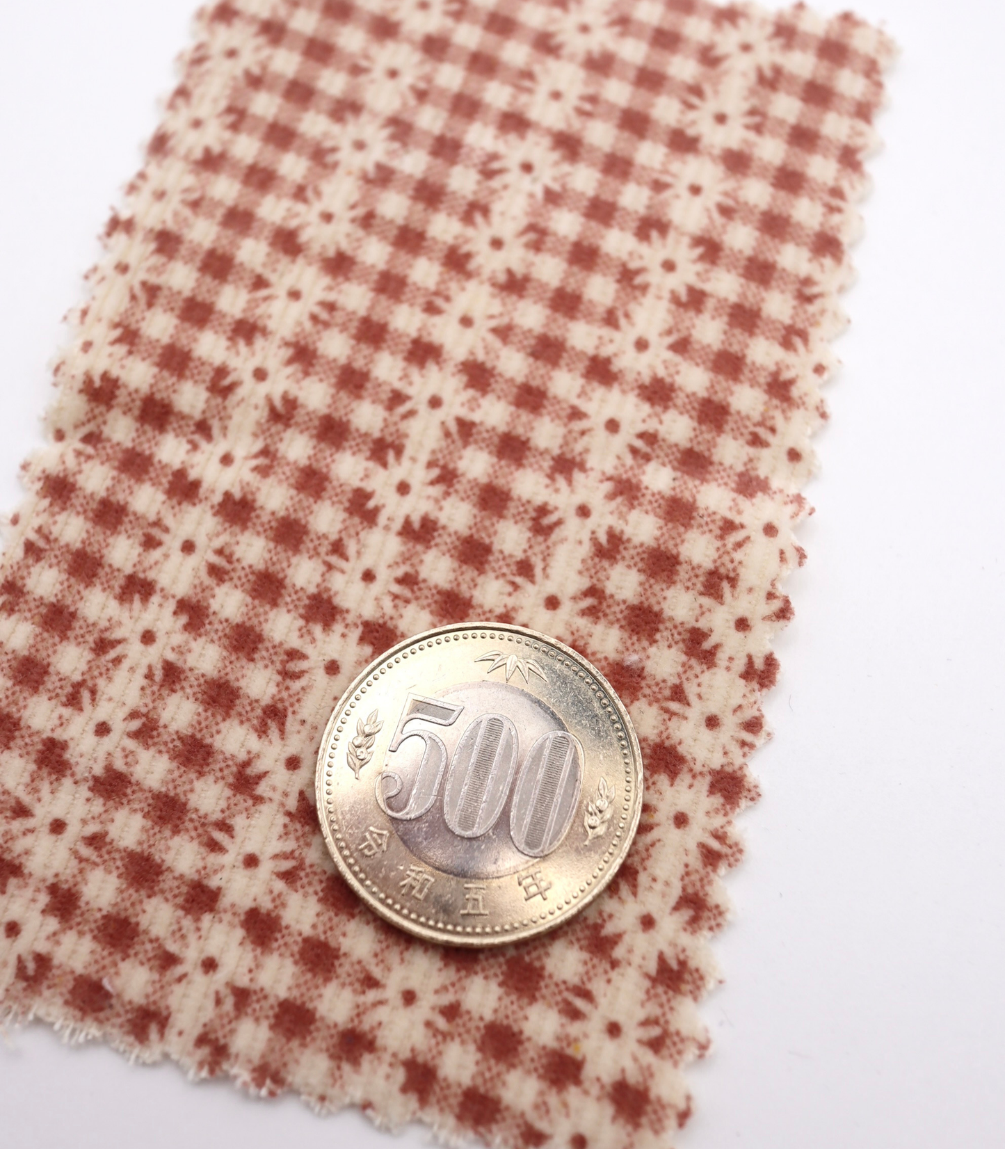 【25SS-129】小花ストライプ×ギンガムチェックプリントコーデュロイ　/0.5ｙあたり=～860円