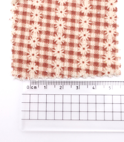 【25SS-129】小花ストライプ×ギンガムチェックプリントコーデュロイ　/0.5ｙあたり=～860円