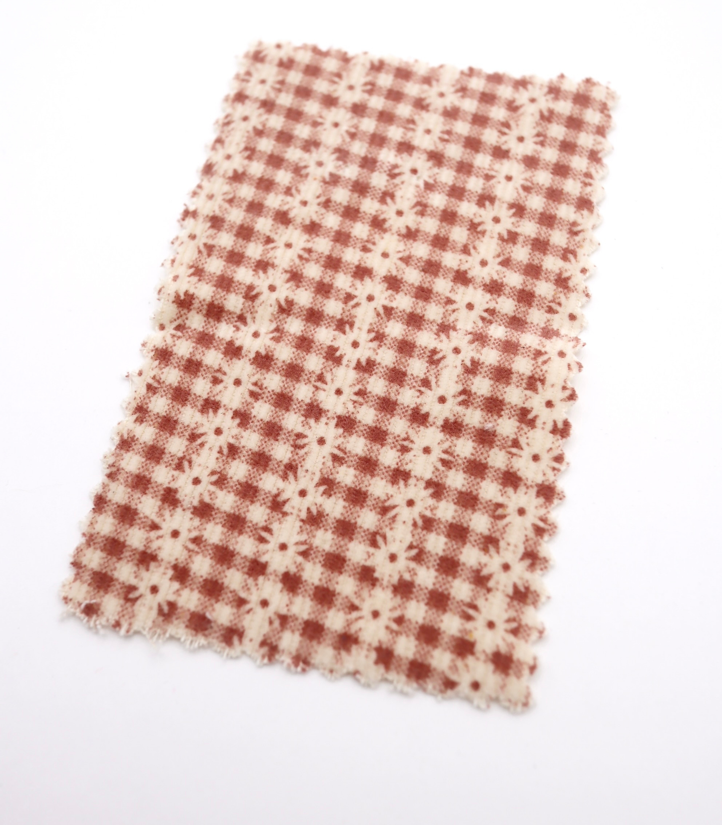 【25SS-129】小花ストライプ×ギンガムチェックプリントコーデュロイ　/0.5ｙあたり=～860円