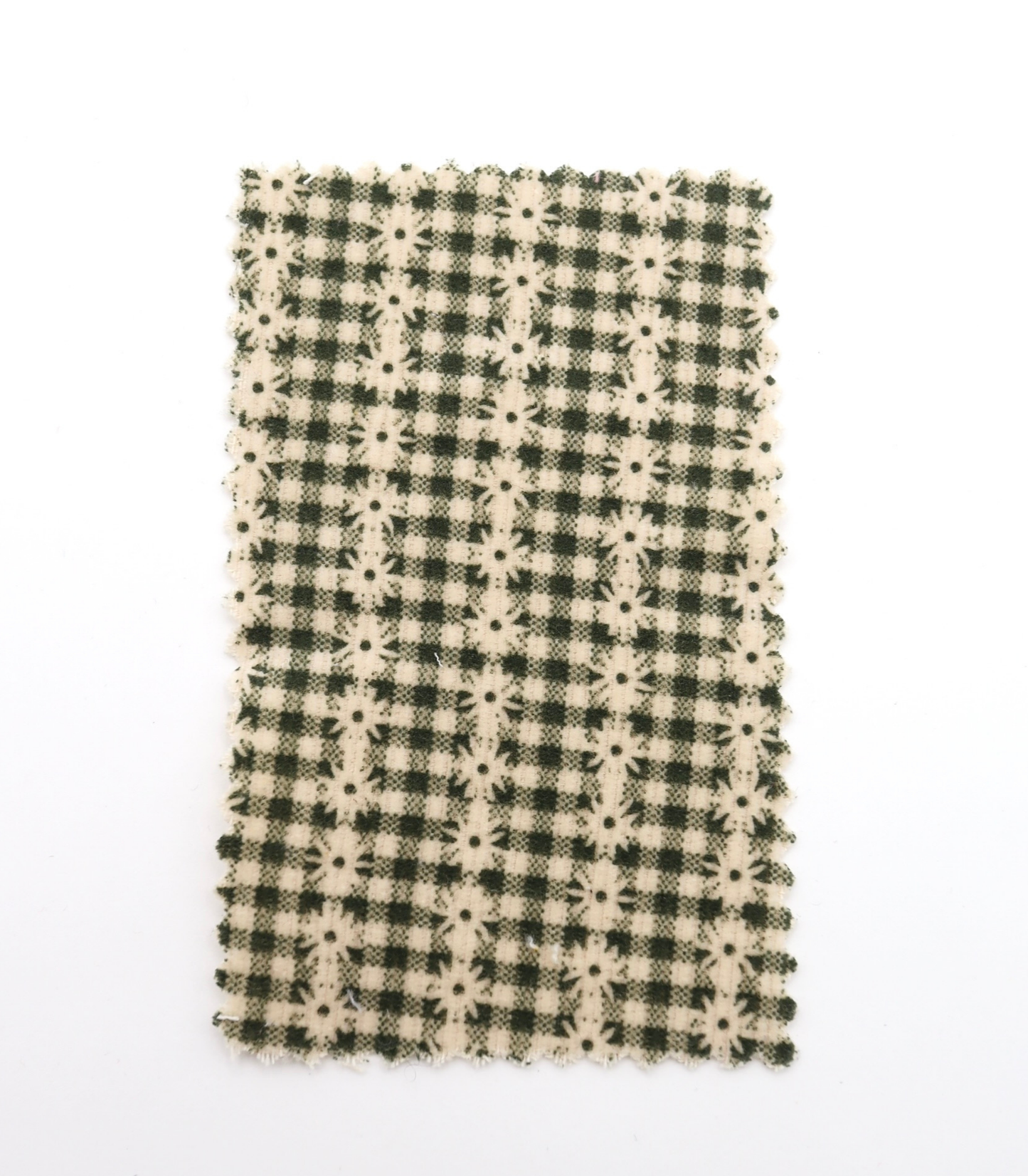 【25SS-129】小花ストライプ×ギンガムチェックプリントコーデュロイ　/0.5ｙあたり=～860円