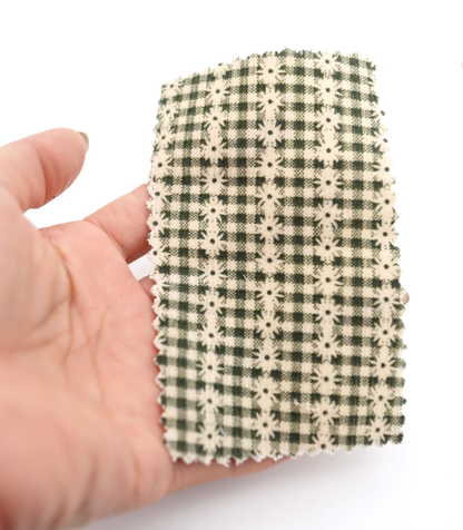 【25SS-129】小花ストライプ×ギンガムチェックプリントコーデュロイ　/0.5ｙあたり=～860円