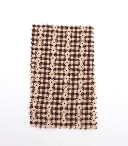 【25SS-129】小花ストライプ×ギンガムチェックプリントコーデュロイ　/0.5ｙあたり=～860円