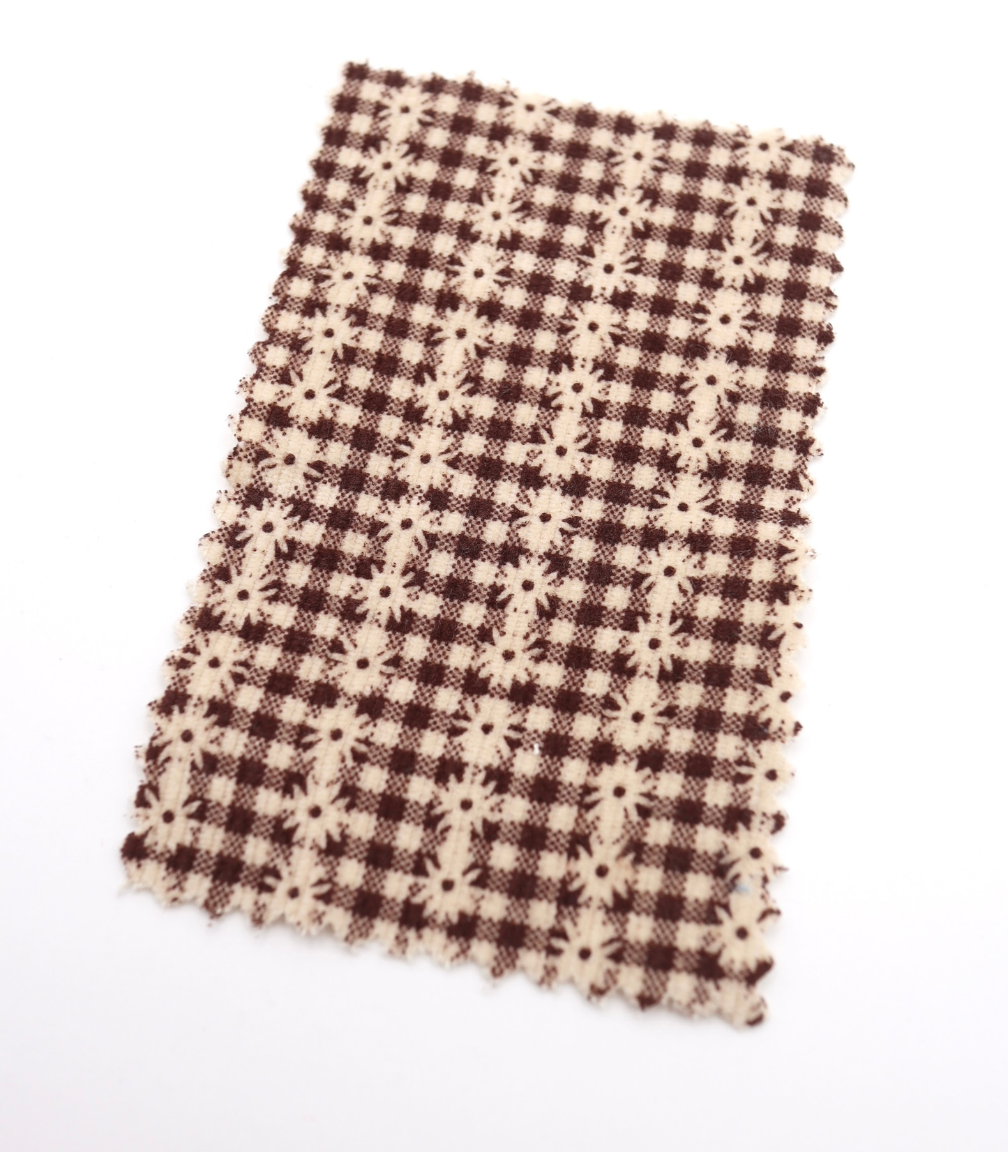 【25SS-129】小花ストライプ×ギンガムチェックプリントコーデュロイ　/0.5ｙあたり=～860円