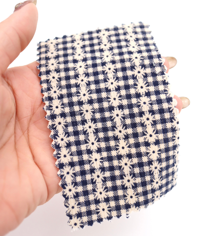 【25SS-129】小花ストライプ×ギンガムチェックプリントコーデュロイ　/0.5ｙあたり=～860円