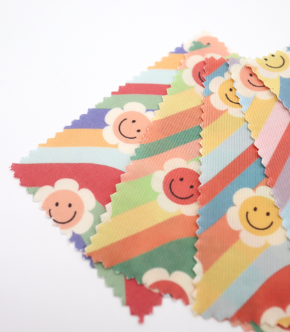 【25SS-119】レインボー×レトロフラワープリントコーデュロイ　/0.5ｙあたり=～880円