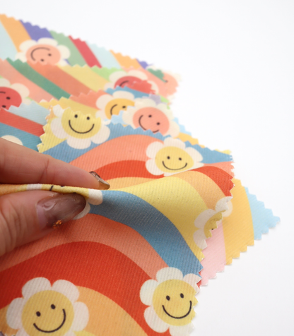 【25SS-119】レインボー×レトロフラワープリントコーデュロイ　/0.5ｙあたり=～880円