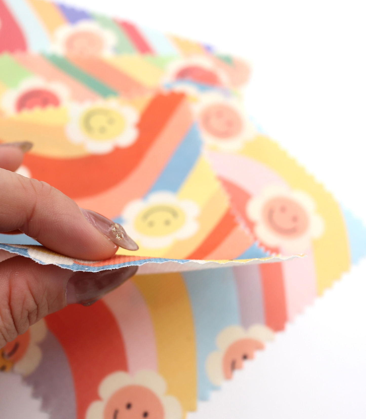 【25SS-119】レインボー×レトロフラワープリントコーデュロイ　/0.5ｙあたり=～880円