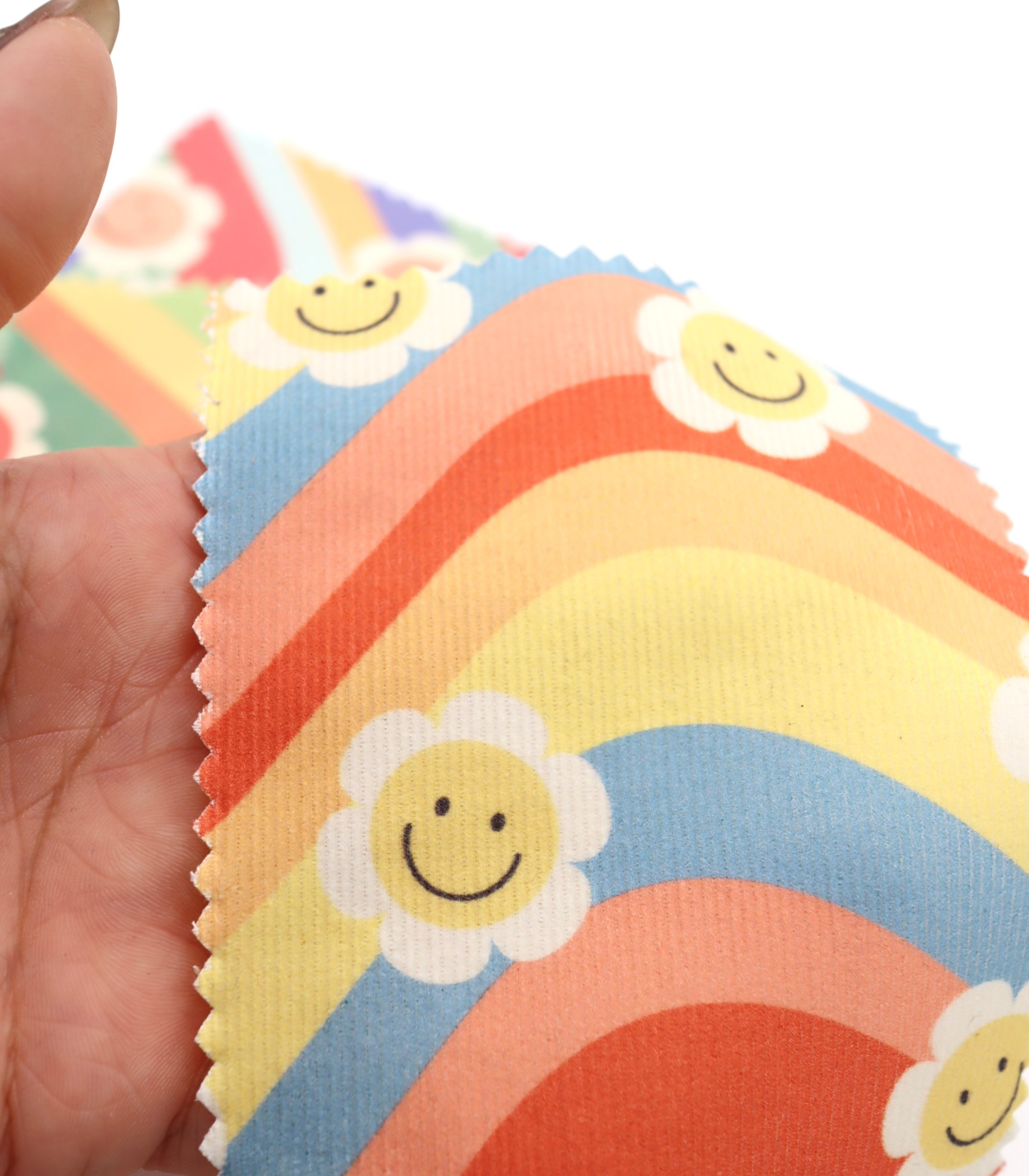 【25SS-119】レインボー×レトロフラワープリントコーデュロイ　/0.5ｙあたり=～880円